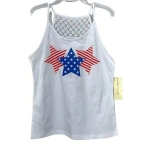 Bobbie Brooks Girl’s Small White USA Stars Tank Top‎